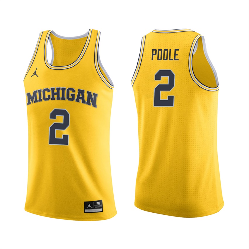 Male Michigan Wolverines Maize Jordan Poole College Basketball Jersey 