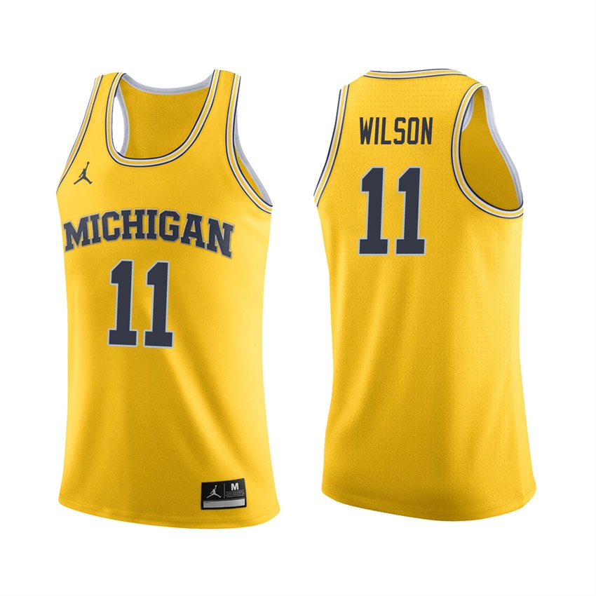 Male Michigan Wolverines Maize Luke Wilson College Basketball Jersey
