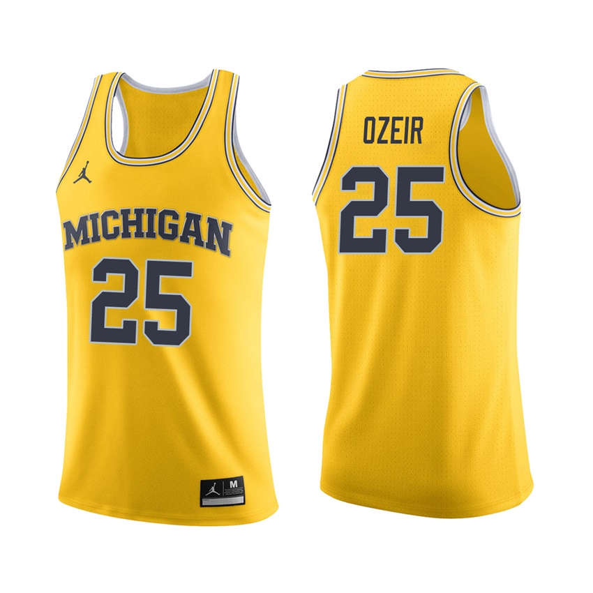 Male Michigan Wolverines Maize Naji Ozeir College Basketball Jersey
