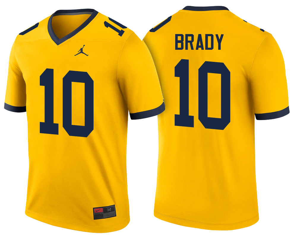Male Michigan Wolverines Maize Tom Brady NCAA Football Jersey