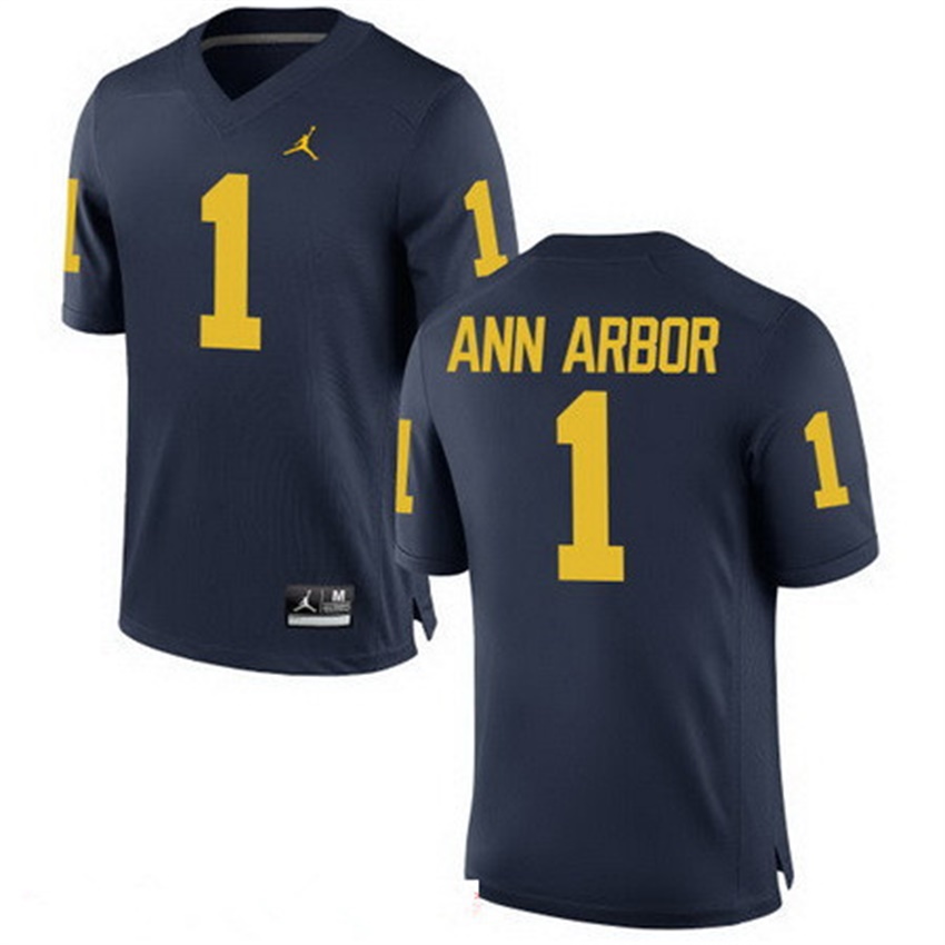 Male Michigan Wolverines Navy Ann Arbor NCAA Alumni Football Game Jersey