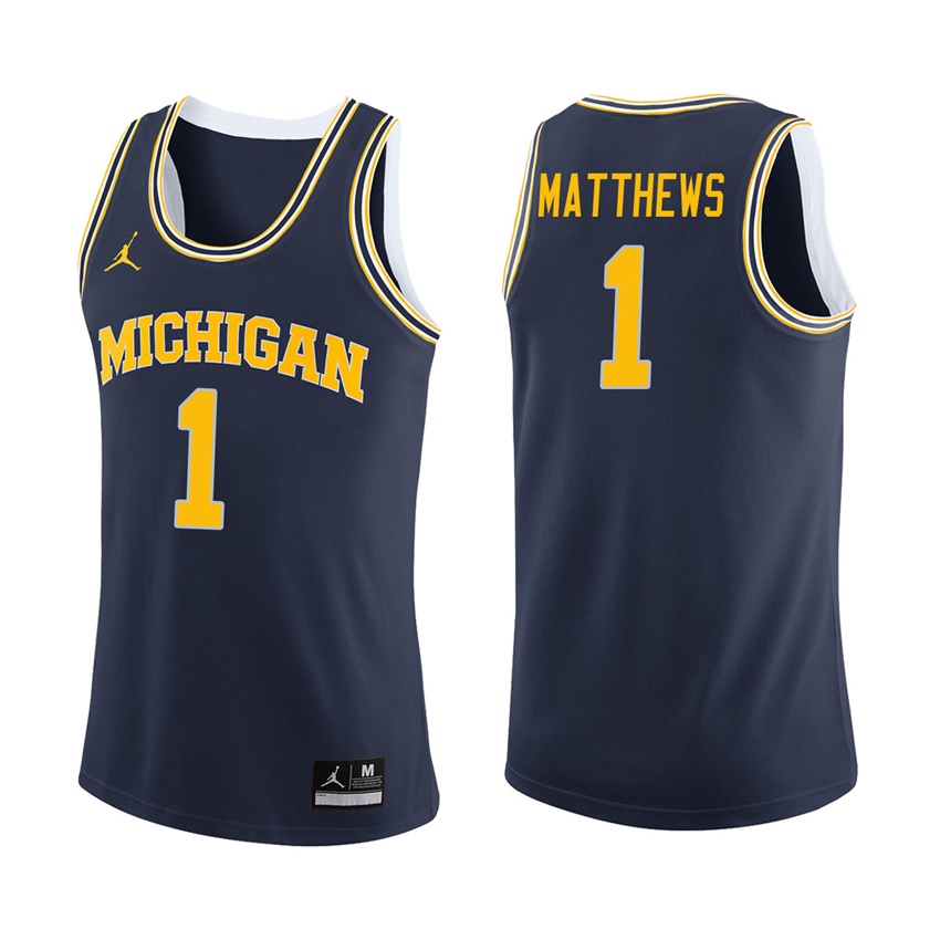 Male Michigan Wolverines Navy Charles Matthews College Basketball Jersey