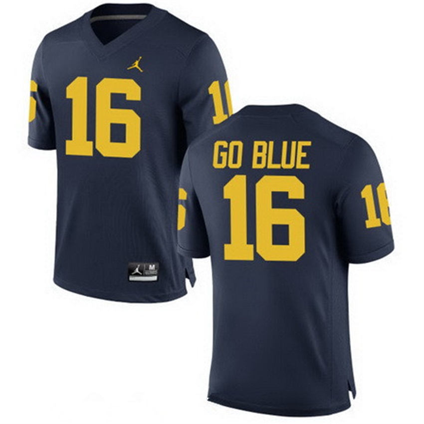 Male Michigan Wolverines Navy GO BLUE NCAA Alumni Football Game Jersey