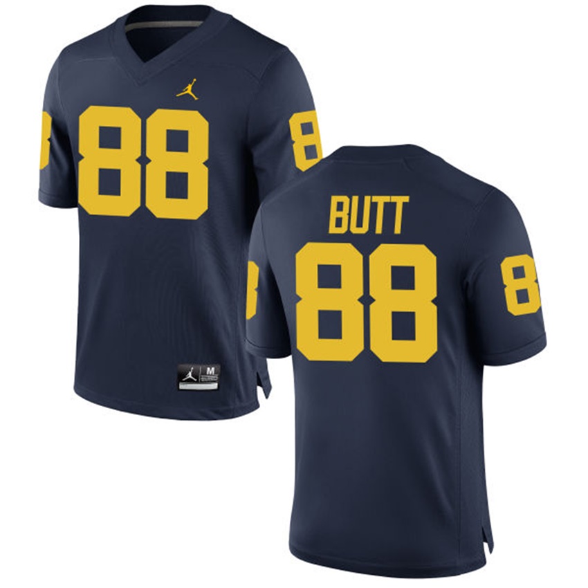 Male Michigan Wolverines Navy Jake Butt NCAA Alumni Football Game Jersey
