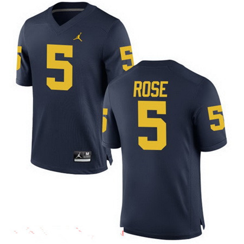 Male Michigan Wolverines Navy Jalen Rose NCAA Alumni Football Game Jersey