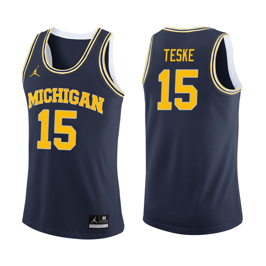 Male Michigan Wolverines Navy Jon Teske College Basketball Jersey
