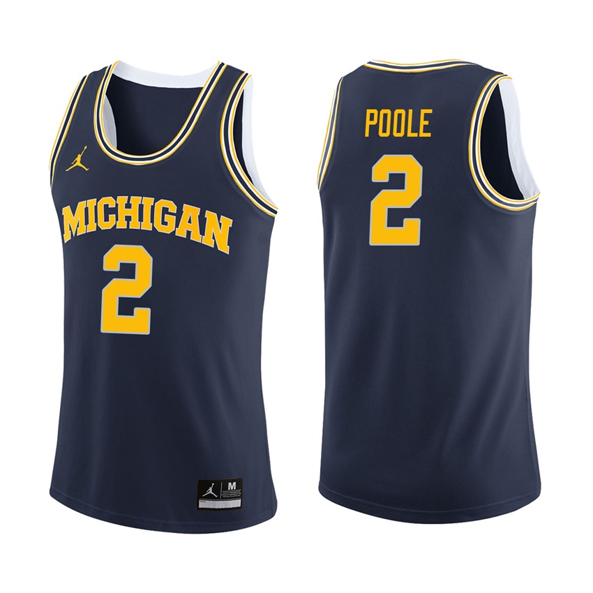 Male Michigan Wolverines Navy Jordan Poole College Basketball Jersey