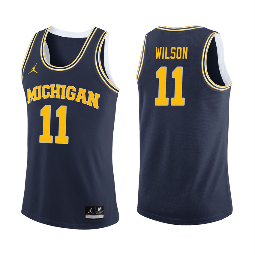 Male Michigan Wolverines Navy Luke Wilson College Basketball Jersey