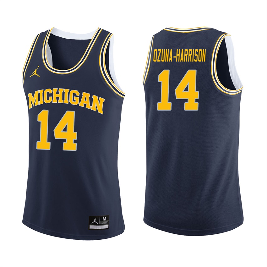Male Michigan Wolverines Navy Rico Ozuna-Harrison College Basketball Jersey