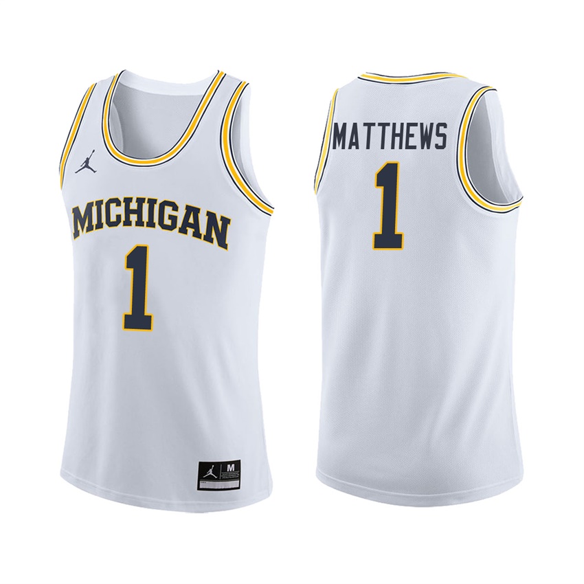 Male Michigan Wolverines White Charles Matthews College Basketball Jersey