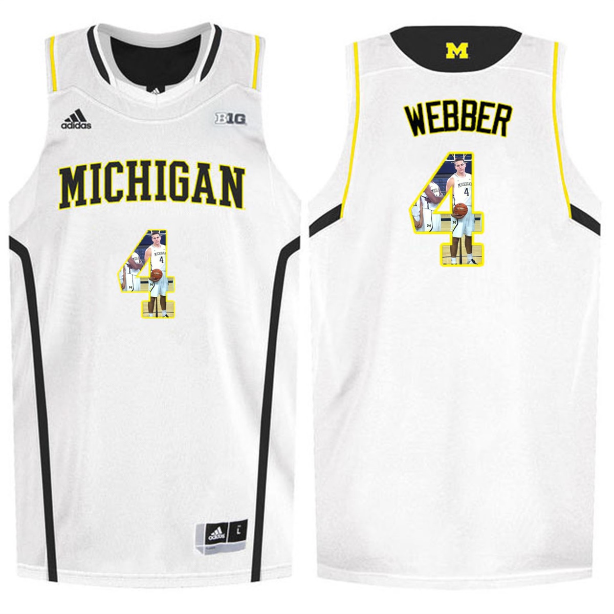 Male Michigan Wolverines White Chirs Webber College Basketball Jersey