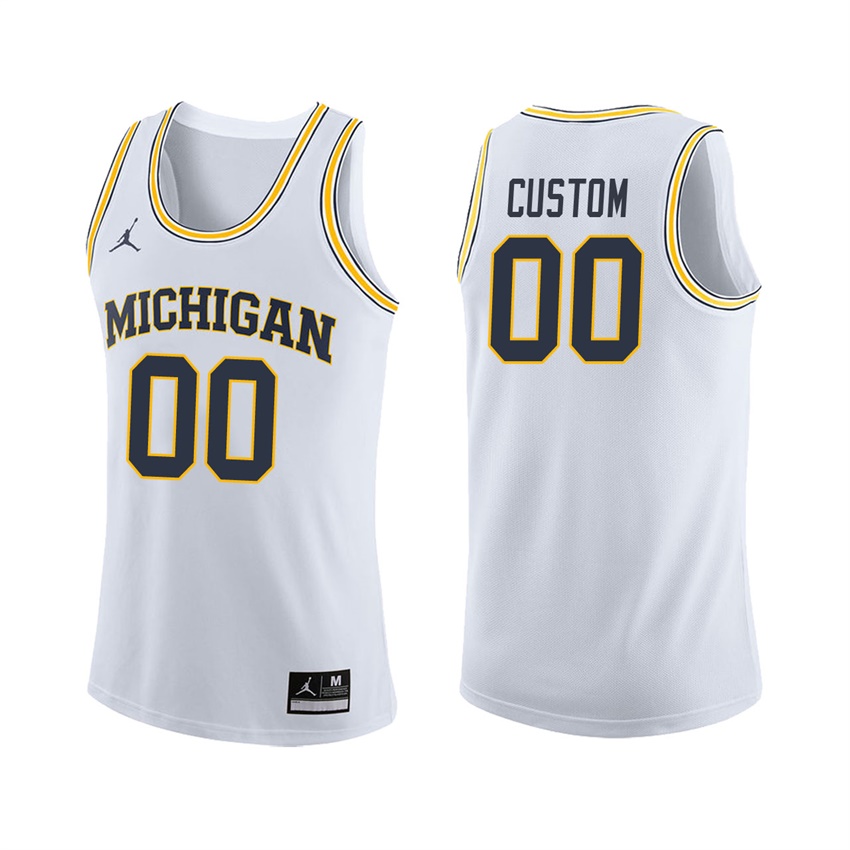 Male Michigan Wolverines White Custom College Basketball Jersey