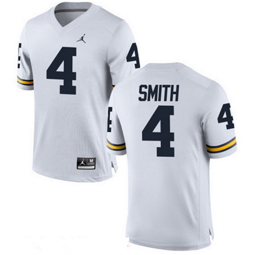 Male Michigan Wolverines White De'Veon Smith NCAA Alumni Football Game Jersey