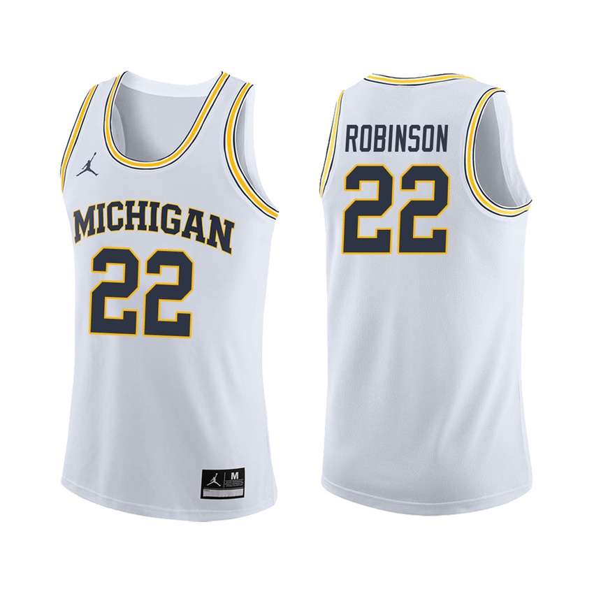 Male Michigan Wolverines White Duncan Robinson College Basketball Jersey