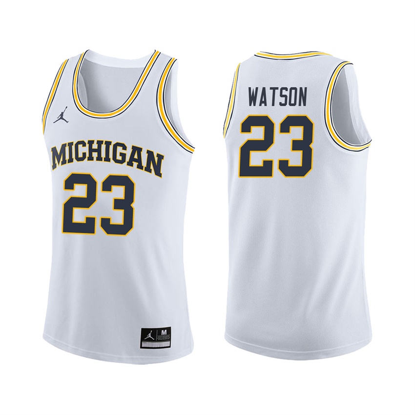 Male Michigan Wolverines White Ibi Watson College Basketball Jersey