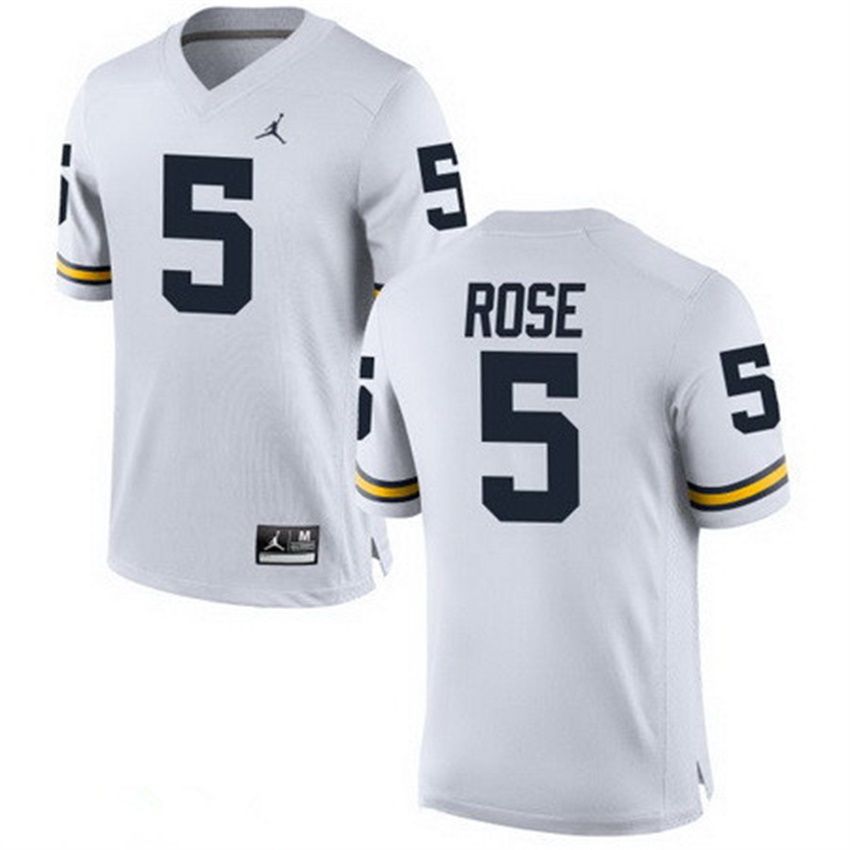Male Michigan Wolverines White Jalen Rose NCAA Alumni Football Game Jersey