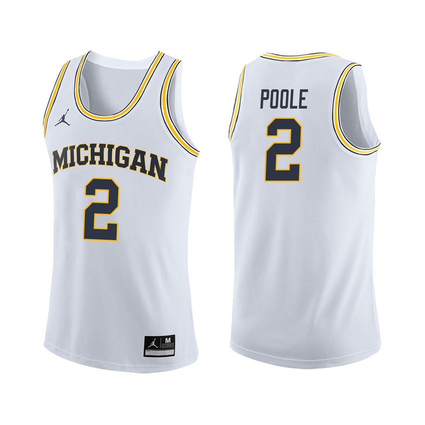 Male Michigan Wolverines White Jordan Poole College Basketball Jersey