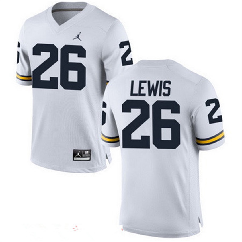 Male Michigan Wolverines White Jourdan Lewis NCAA Alumni Football Game Jersey