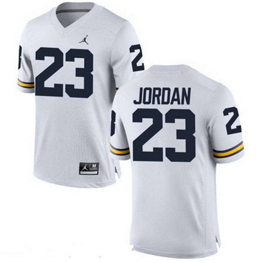 Male Michigan Wolverines White Michael Jordan NCAA Alumni Football Game Jersey