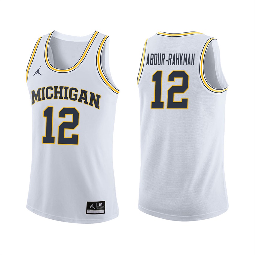 Male Michigan Wolverines White Muhammad-Ali Abdur-Rahkman College Basketball Jersey