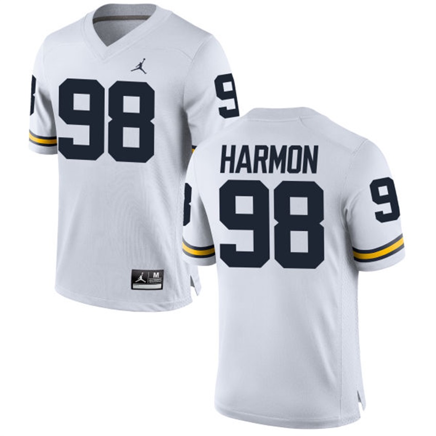 Male Michigan Wolverines White Tom Harmon NCAA Alumni Football Game Jersey
