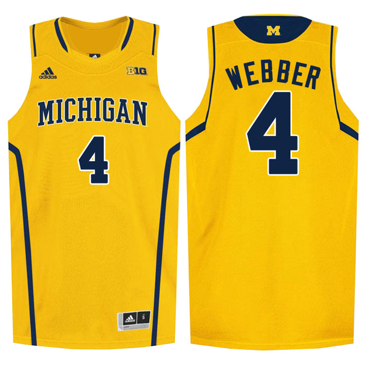 Male Michigan Wolverines Yellow Chris Webber College Basketball Jersey