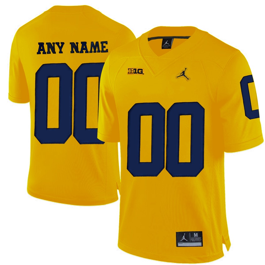Male Michigan Wolverines Yellow College Limited Football Customized Jersey