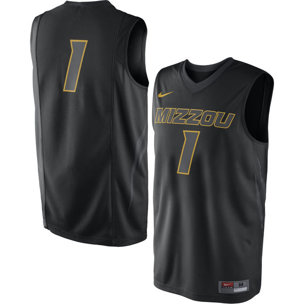 Male Missouri Tigers #1 Black Basketball Jersey