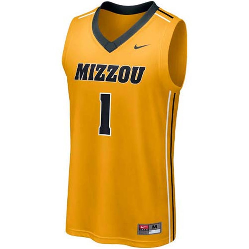 Male Missouri Tigers Yellow NCAA Basketball Premier Tank Top Jersey