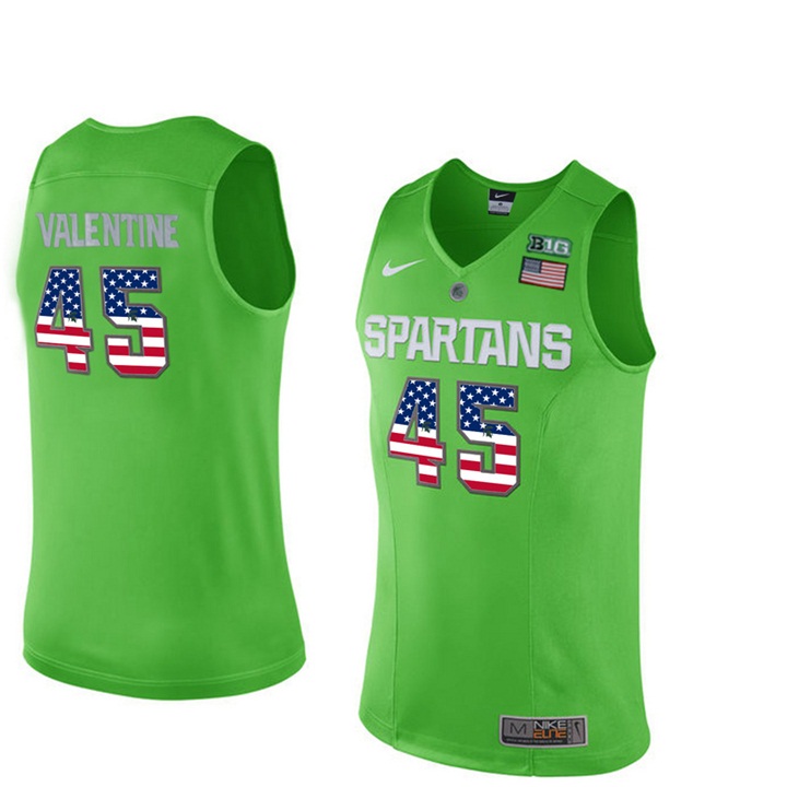 Male Spartans Denzel Valentine Apple Green US Flag Jersey
