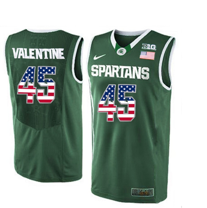 Male Spartans Denzel Valentine Green US Flag Jersey