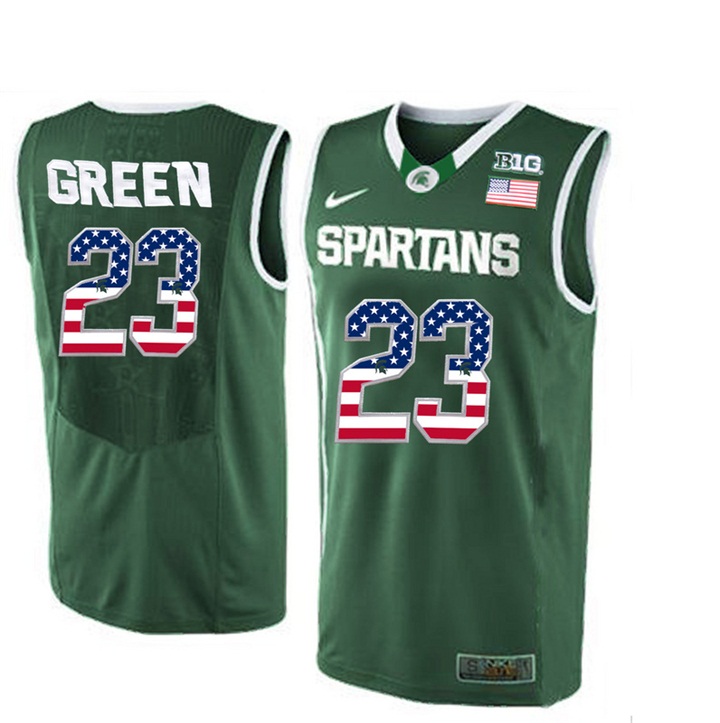 Male Spartans Draymond Green Green US Flag Jersey