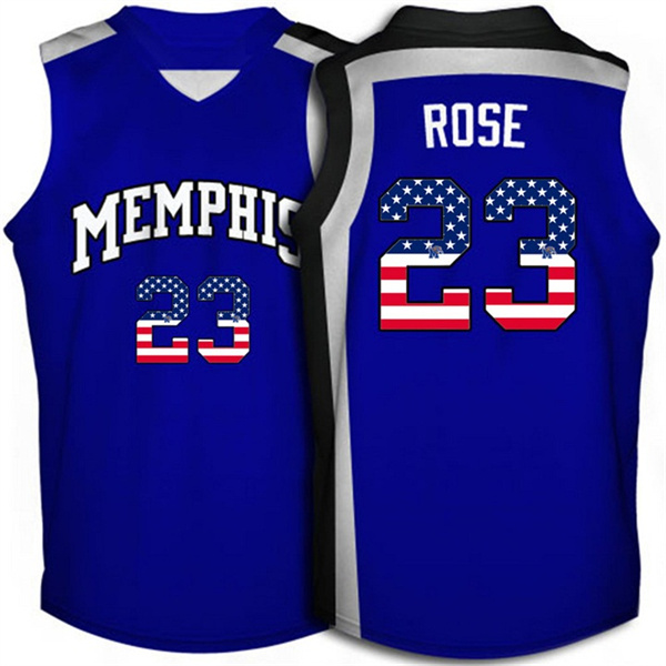 Male Tigers Derrick Rose Royal Blue US Flag Jersey Men's Jersey Male Tigers Derrick Rose Royal Blue US Flag Jersey
