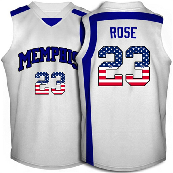 Male Tigers Derrick Rose White US Flag Jersey Men's Jersey Male Tigers Derrick Rose White US Flag Jersey