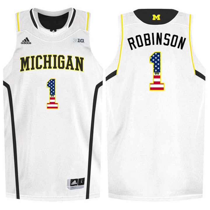 Male Wolverines Glenn Robinson III White US Flag Jersey
