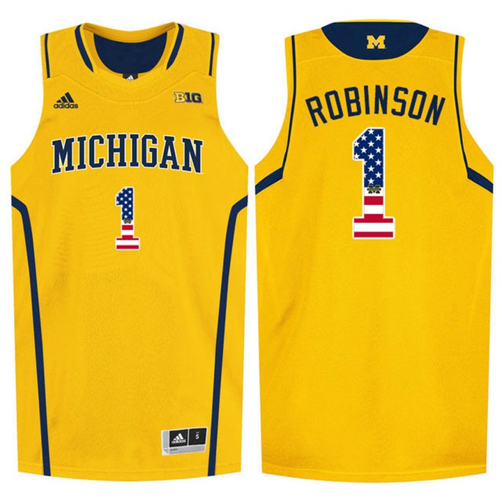 Male Wolverines Glenn Robinson III Yellow US Flag Jersey