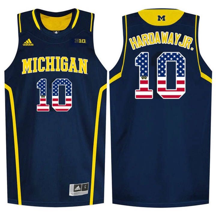 Male Wolverines Tim Hardaway Jr. Navy Blue US Flag Jersey