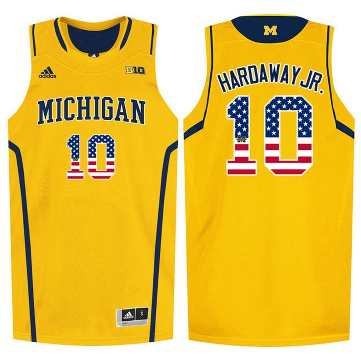Male Wolverines Tim Hardaway Jr. Yellow US Flag Jersey