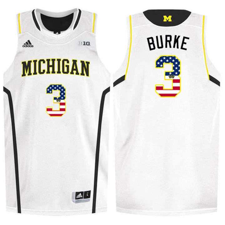 Male Wolverines Trey Burke White US Flag Jersey