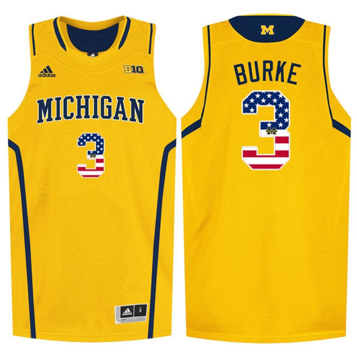 Male Wolverines Trey Burke Yellow US Flag Jersey