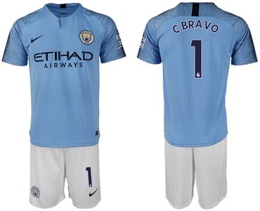 Manchester City #1 C.Bravo Home Soccer Club Jersey