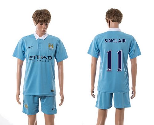 Manchester City #11 Sinclair Blue Home Soccer Club Jersey