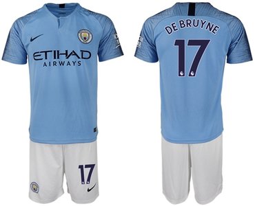 Manchester City #17 De Bruyne Home Soccer Club Jersey