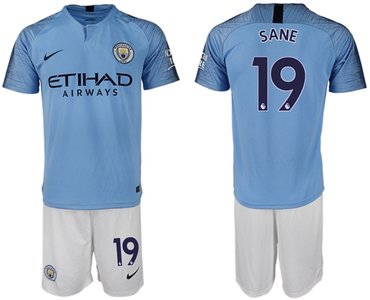 Manchester City #19 Sane Home Soccer Club Jersey