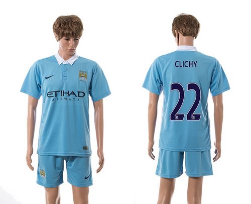 Manchester City #22 Clichy Blue Home Soccer Club Jersey