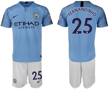 Manchester City #25 Fernandinho Home Soccer Club Jersey