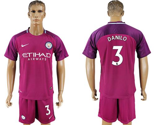 Manchester City #3 Danilo Away Soccer Club Jersey