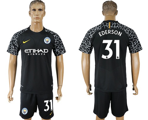 Manchester City #31 Ederson Black Goalkeeper Soccer Club Jersey