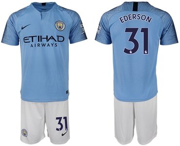Manchester City #31 Ederson Home Soccer Club Jersey