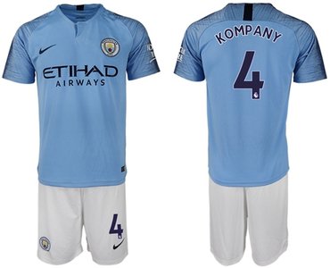Manchester City #4 Kompany Home Soccer Club Jersey